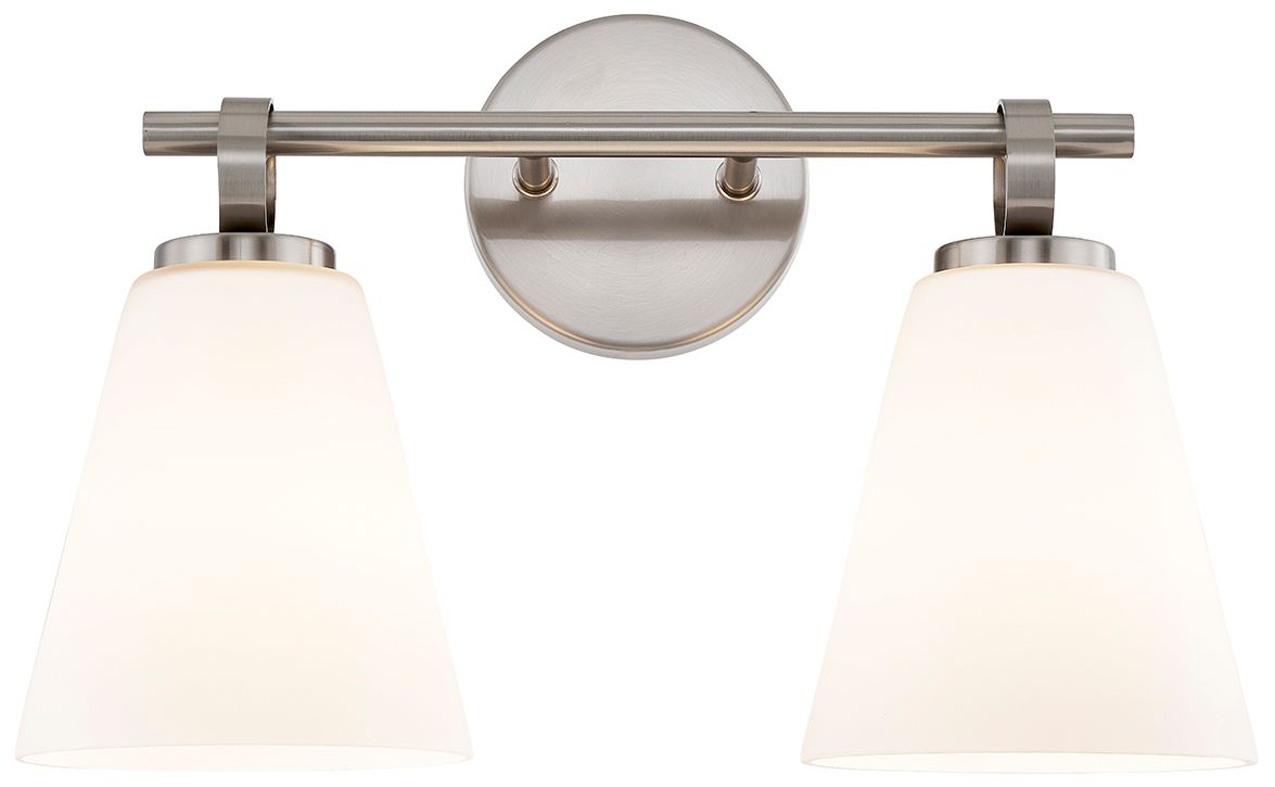 Fusion Bolzano 16" Wide 2-Light Brushed Nickel, Opal Bath/Vanity