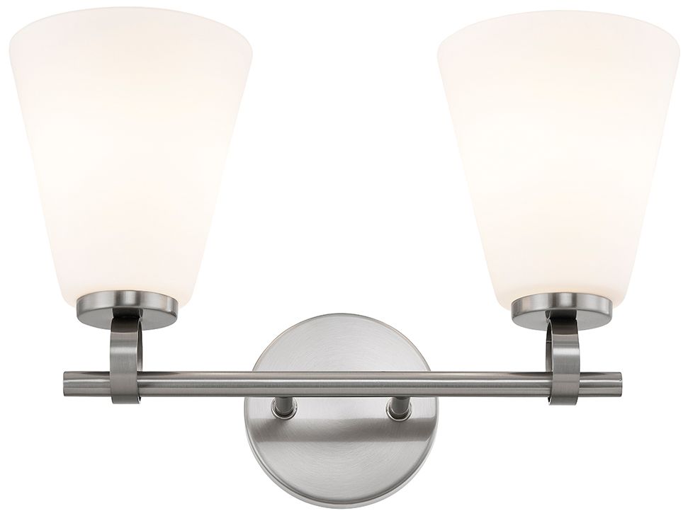 Image 2 Fusion Bolzano 16" Wide 2-Light Brushed Nickel, Opal Bath/Vanity more views