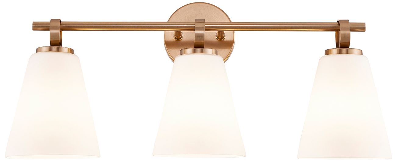 Fusion Bolzano 24" Wide 3-Light Brushed Brass, Opal Bath/Vanity