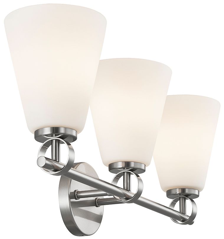 Image 4 Fusion Bolzano 24" Wide 3-Light Brushed Nickel, Opal Bath/Vanity more views