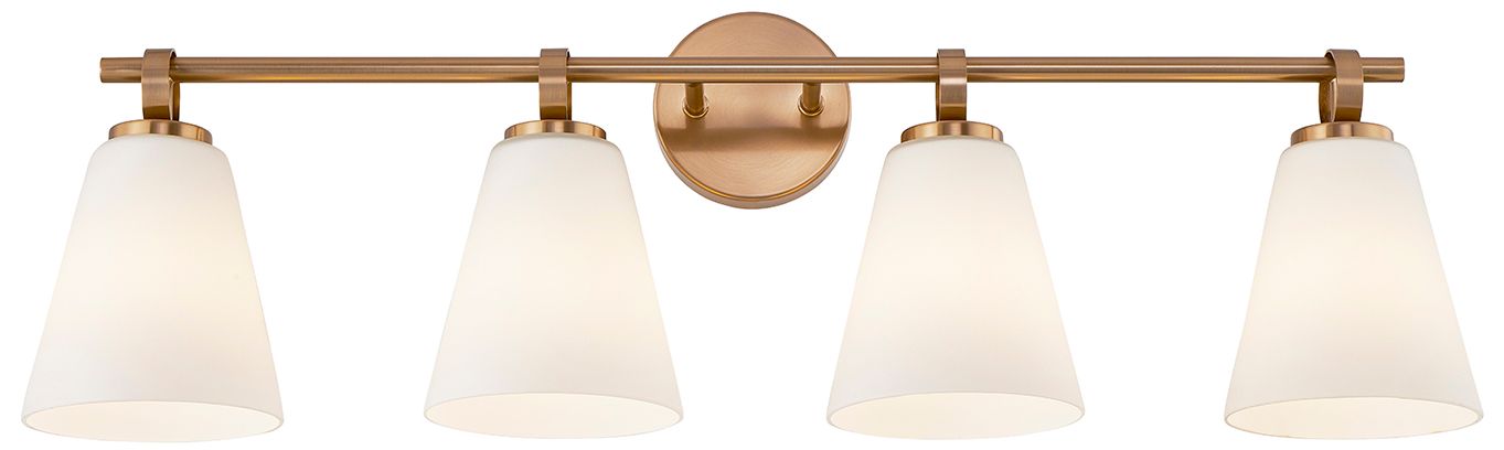 Fusion Bolzano 33" Wide 4-Light Brushed Brass, Opal Bath/Vanity