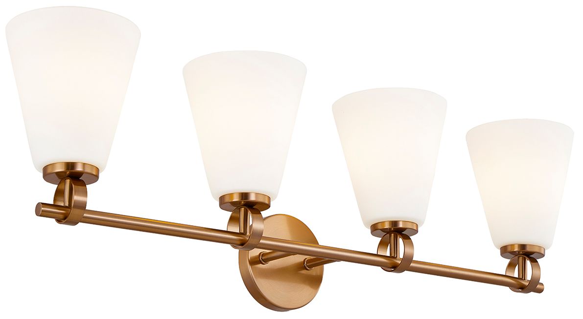 Image 4 Fusion Bolzano 33" Wide 4-Light Brushed Brass, Opal Bath/Vanity more views