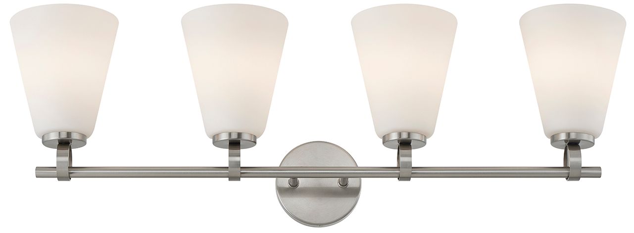 Image 2 Fusion Bolzano 33" Wide 4-Light Brushed Nickel, Opal Bath/Vanity more views