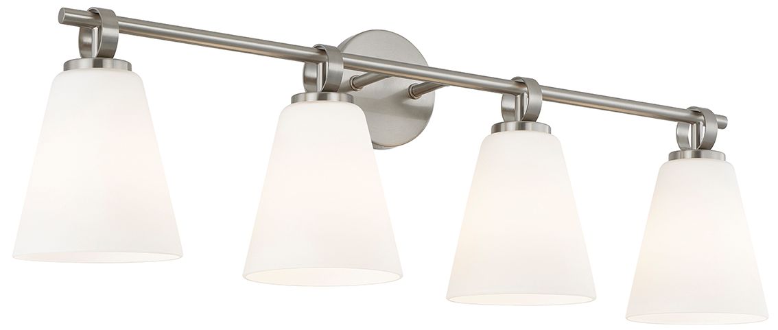 Image 4 Fusion Bolzano 33" Wide 4-Light Brushed Nickel, Opal Bath/Vanity more views