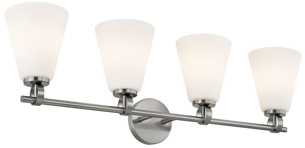 Image 5 Fusion Bolzano 33" Wide 4-Light Brushed Nickel, Opal Bath/Vanity more views