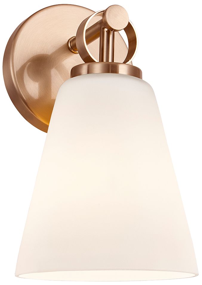 Fusion Bolzano 9.75" High Brushed Brass, Opal Wall Sconce