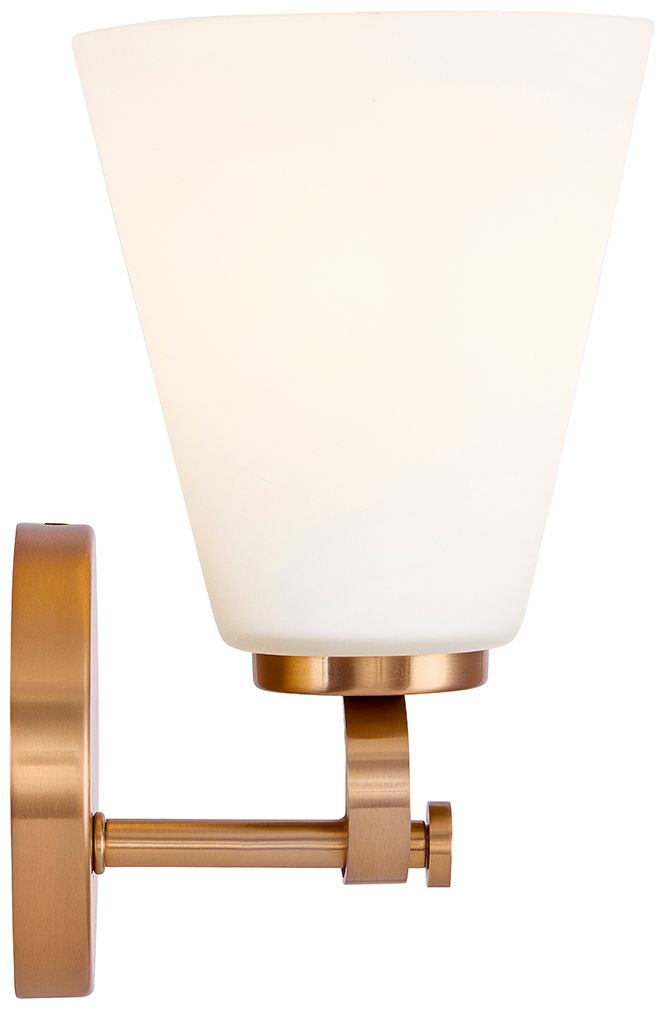 Image 3 Fusion Bolzano 9.75" High Brushed Brass, Opal Wall Sconce more views