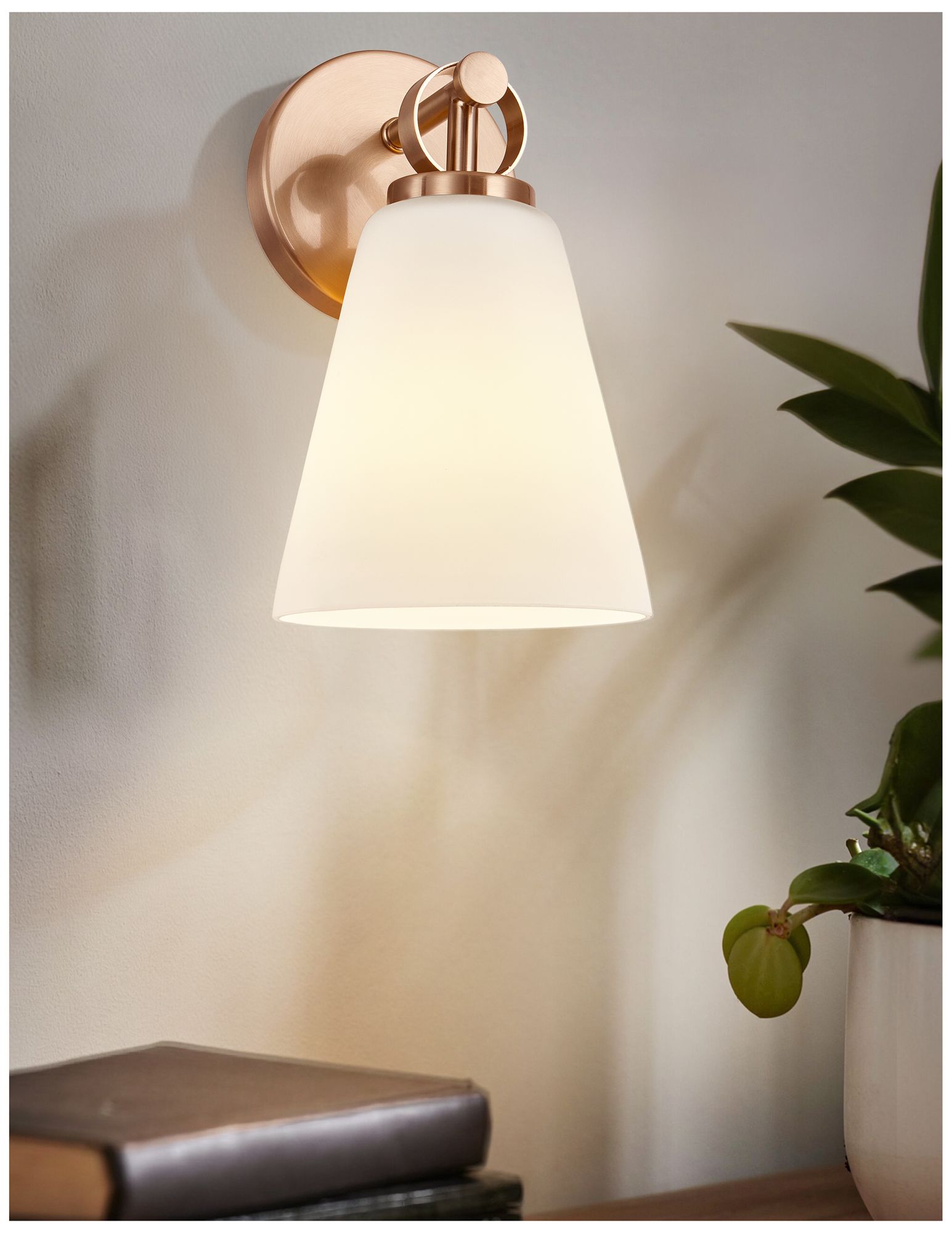 Image 6 Fusion Bolzano 9.75" High Brushed Brass, Opal Wall Sconce more views