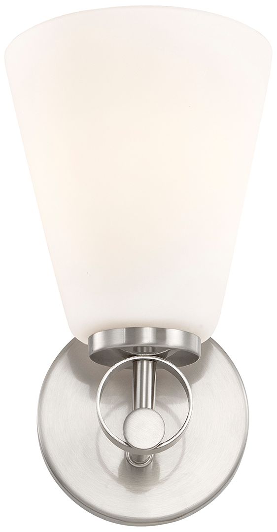 Image 4 Fusion Bolzano 9.75" High Brushed Nickel, Opal Wall Sconce more views