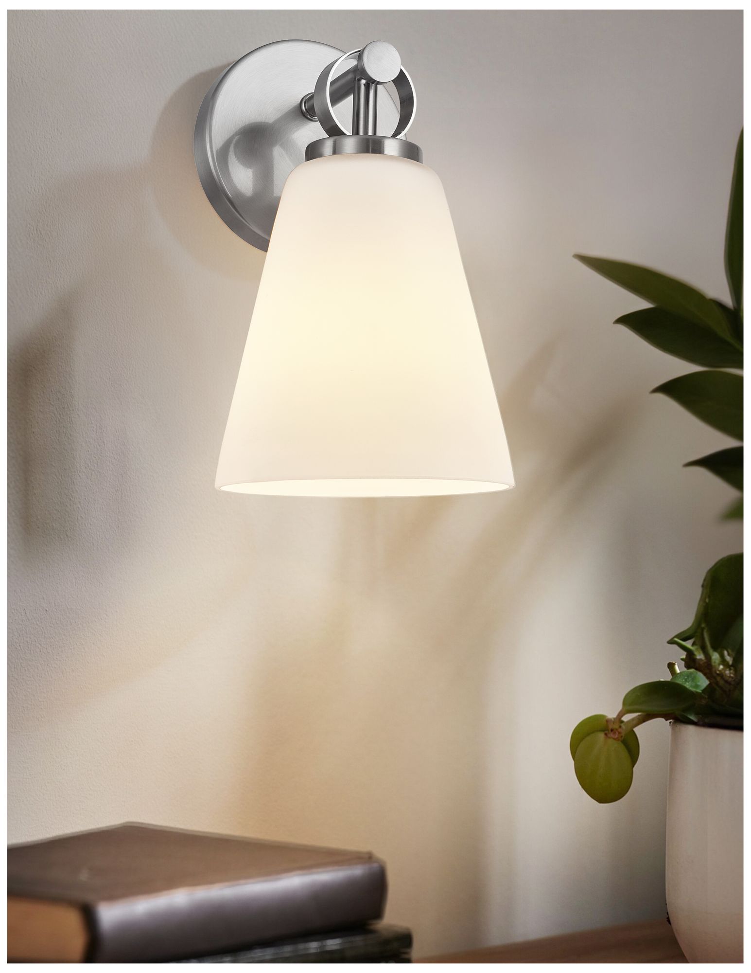 Image 7 Fusion Bolzano 9.75" High Brushed Nickel, Opal Wall Sconce more views