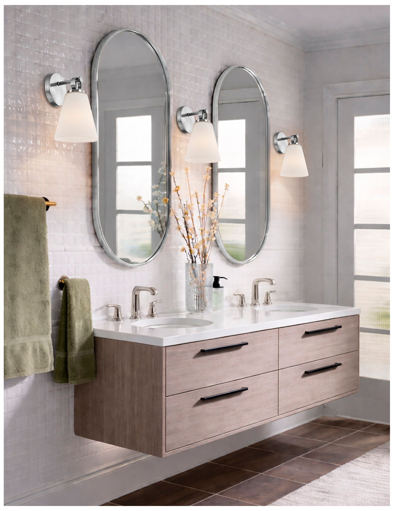 Fusion Bolzano 9.75" High Brushed Nickel, Opal Wall Sconce
