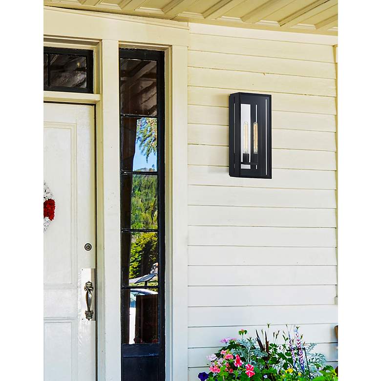 Image 5 Fusion Briarwood 22"H 2-Light Matte Black Outdoor Sconce w/ Clear Shad more views
