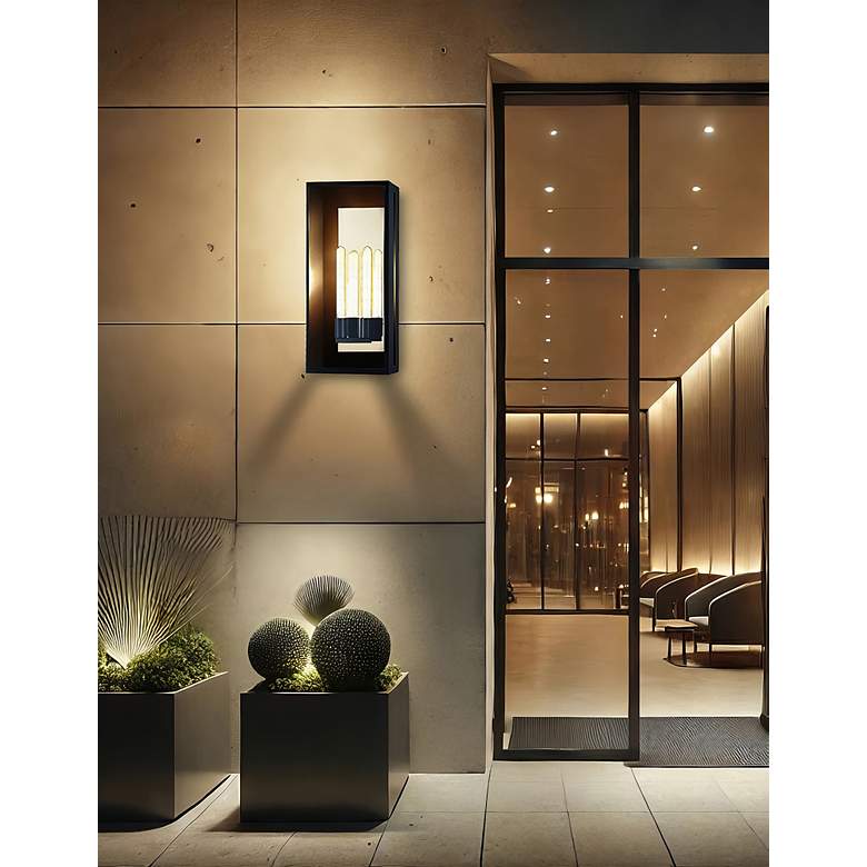 Image 6 Fusion Briarwood 22"H 2-Light Matte Black Outdoor Sconce w/ Clear Shad more views
