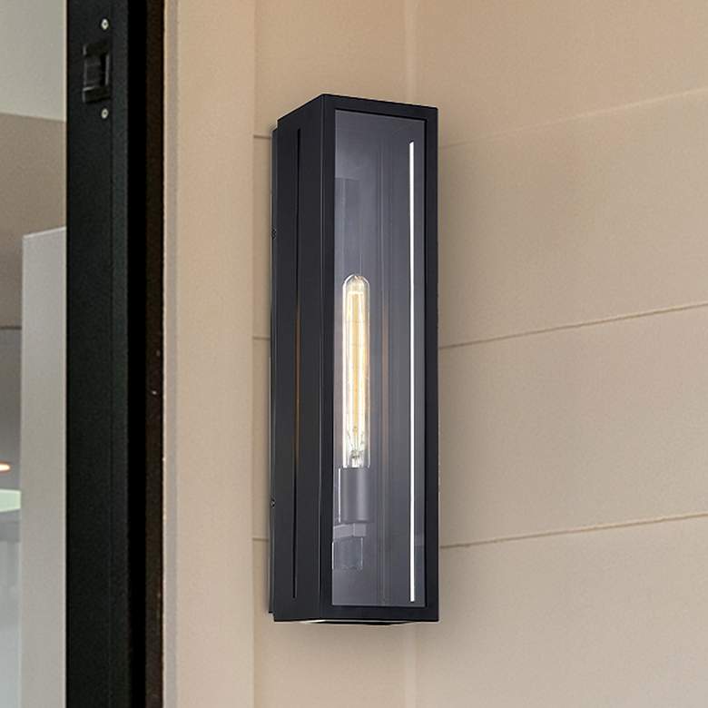 Image 1 Fusion Briarwood 22"H Matte Black Outdoor Wall Sconce w/ Clear Shade
