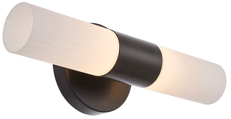 Image 2 Fusion Cellini 13.5" High Matte Black, Ribbed Opal LED Wall Sconce more views