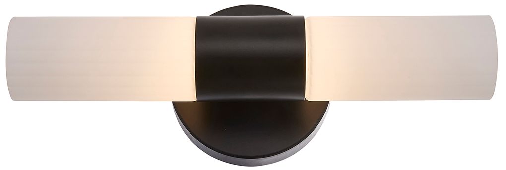Image 3 Fusion Cellini 13.5" High Matte Black, Ribbed Opal LED Wall Sconce more views