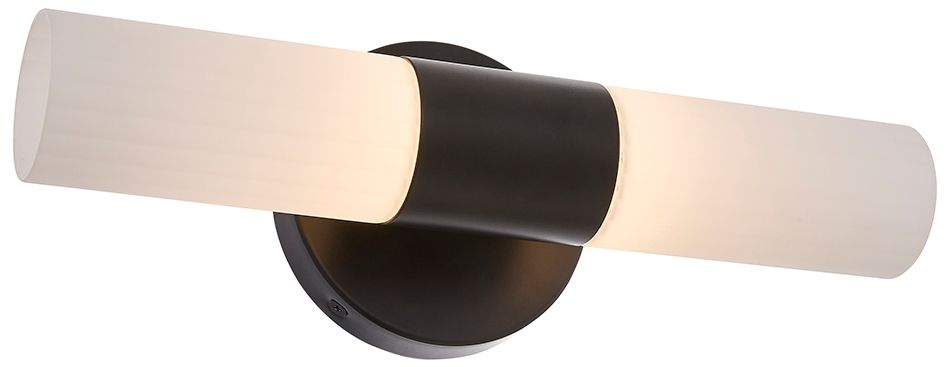 Image 4 Fusion Cellini 13.5" High Matte Black, Ribbed Opal LED Wall Sconce more views