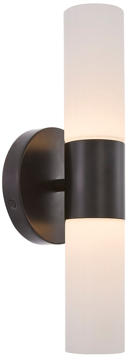 Image 5 Fusion Cellini 13.5" High Matte Black, Ribbed Opal LED Wall Sconce more views