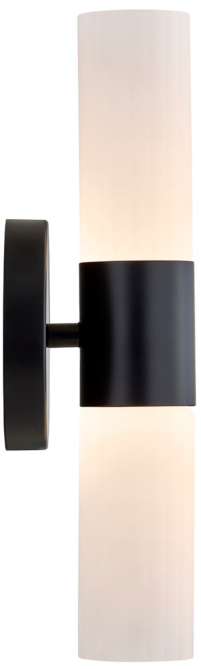 Image 6 Fusion Cellini 13.5" High Matte Black, Ribbed Opal LED Wall Sconce more views