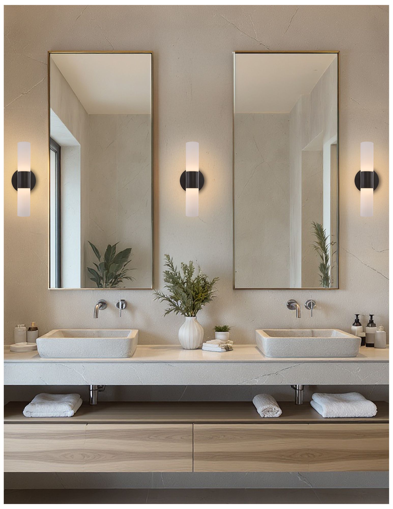 Fusion Cellini 13.5" High Matte Black, Ribbed Opal LED Wall Sconce