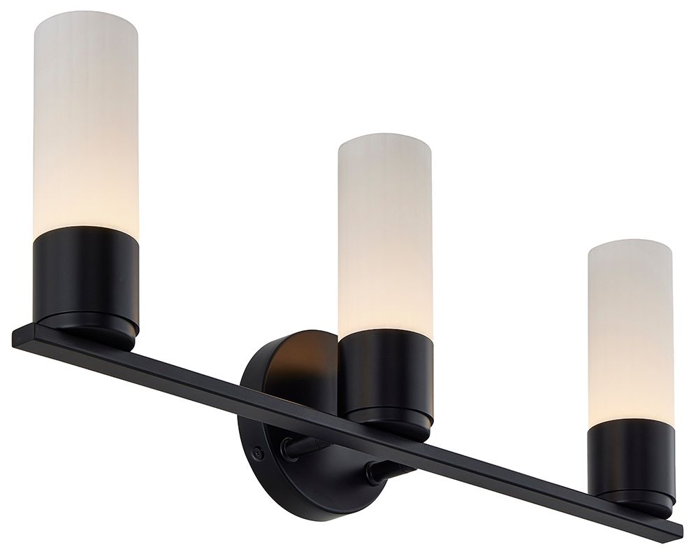 Fusion Cellini 22.5" Wide Matte Black, Ribbed Opal LED Bath/Vanity