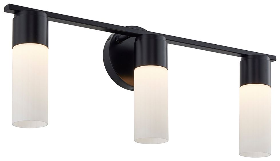 Image 2 Fusion Cellini 22.5" Wide Matte Black, Ribbed Opal LED Bath/Vanity more views