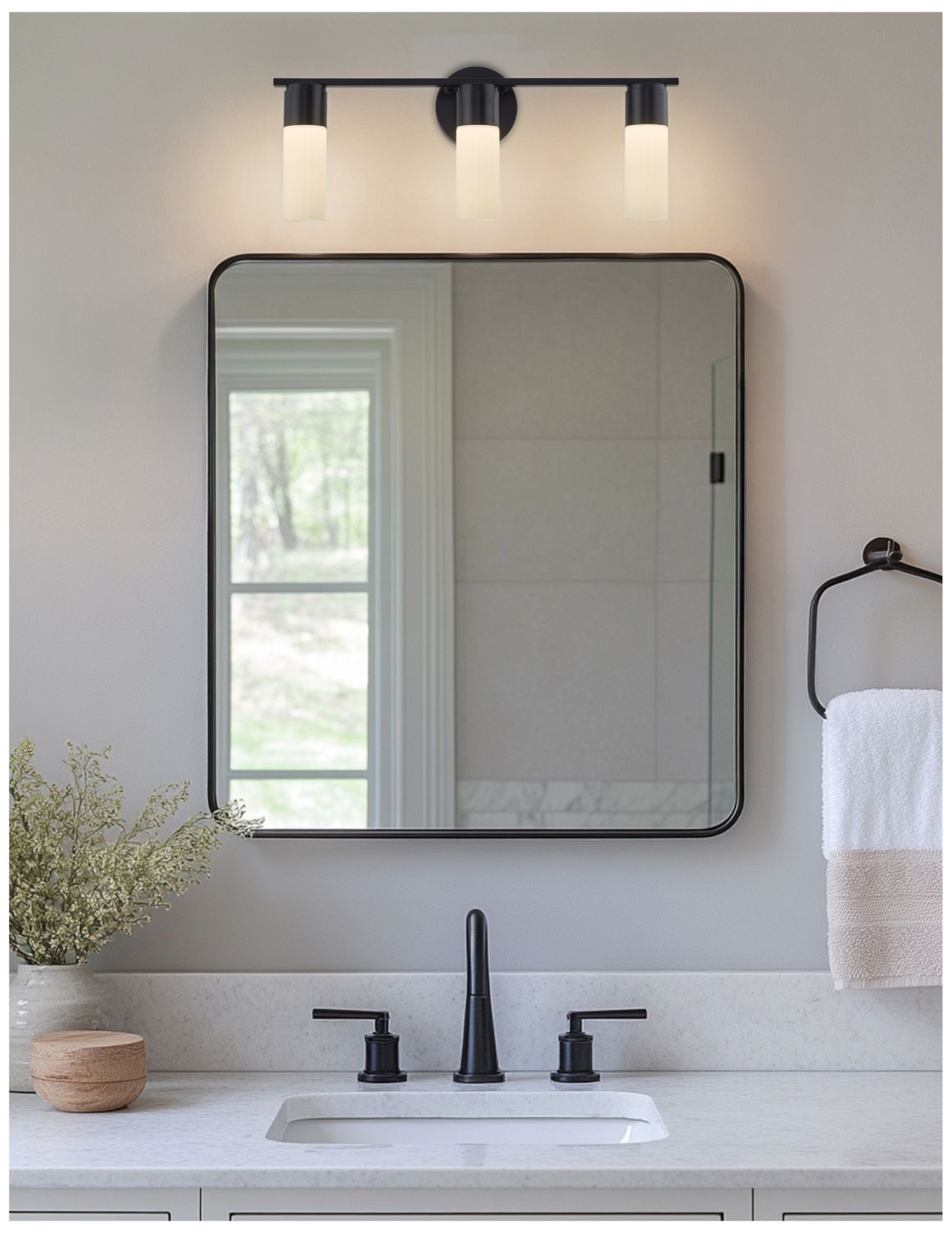 Image 6 Fusion Cellini 22.5" Wide Matte Black, Ribbed Opal LED Bath/Vanity more views