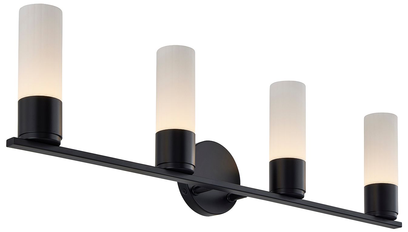 Fusion Cellini 32" Wide Matte Black, Ribbed Opal LED Bath/Vanity