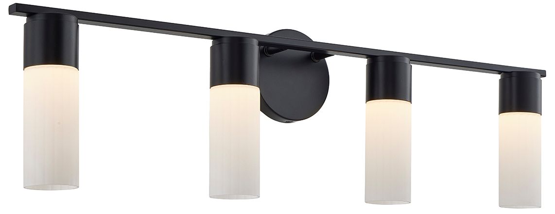 Image 2 Fusion Cellini 32" Wide Matte Black, Ribbed Opal LED Bath/Vanity more views