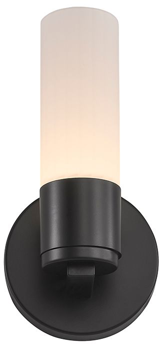 Image 3 Fusion Cellini 9" High Matte Black, Ribbed Opal LED Wall Sconce more views