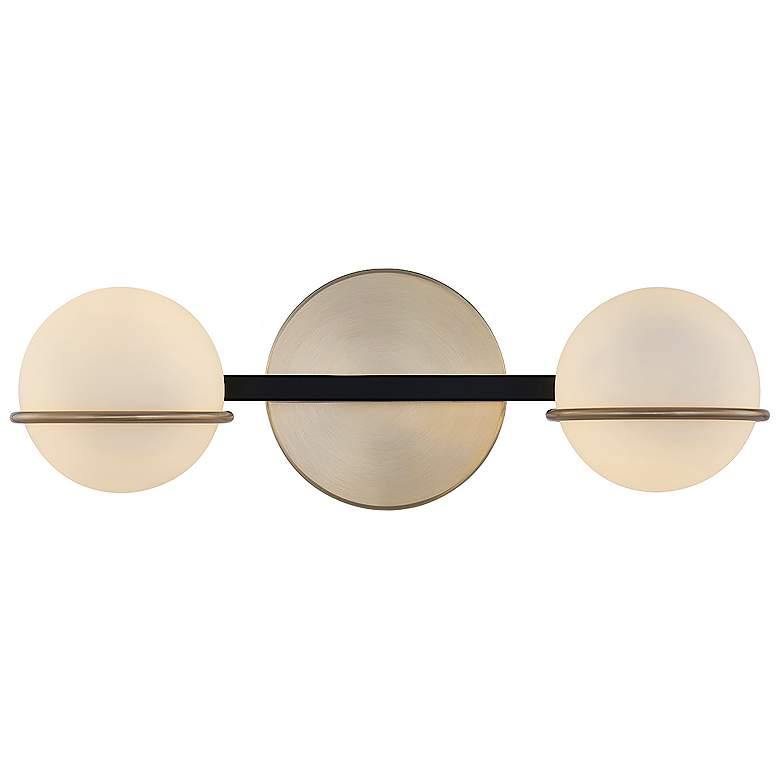 Image 2 Fusion Centric 14.25" Wide 2 Light Matte Black And Brass Bath Bar