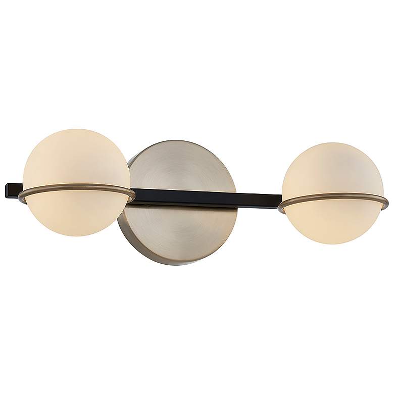 Image 3 Fusion Centric 14.25" Wide 2 Light Matte Black And Brass Bath Bar more views