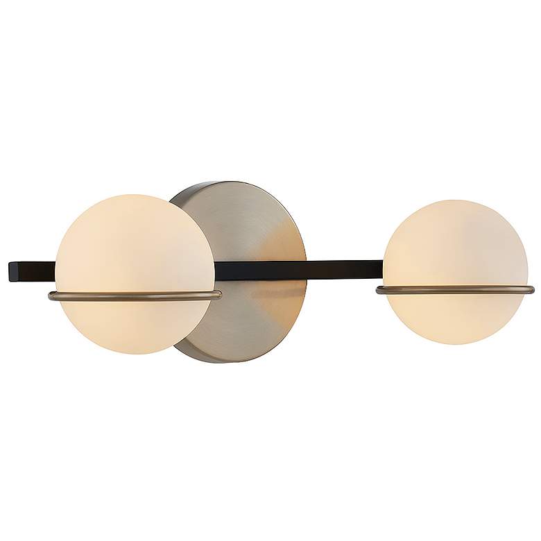 Image 4 Fusion Centric 14.25" Wide 2 Light Matte Black And Brass Bath Bar more views