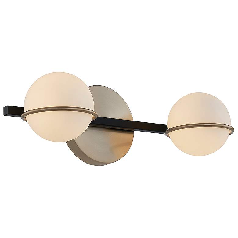 Image 5 Fusion Centric 14.25" Wide 2 Light Matte Black And Brass Bath Bar more views