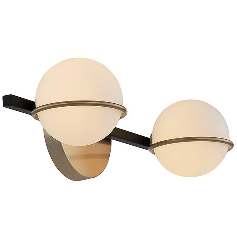Image 6 Fusion Centric 14.25" Wide 2 Light Matte Black And Brass Bath Bar more views