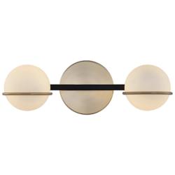 Fusion Centric 14 1/4"W Black and Brass 2-Light Bath Light