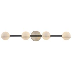 Fusion Centric 14 1/4"W Black and Brass 4-Light Bath Light