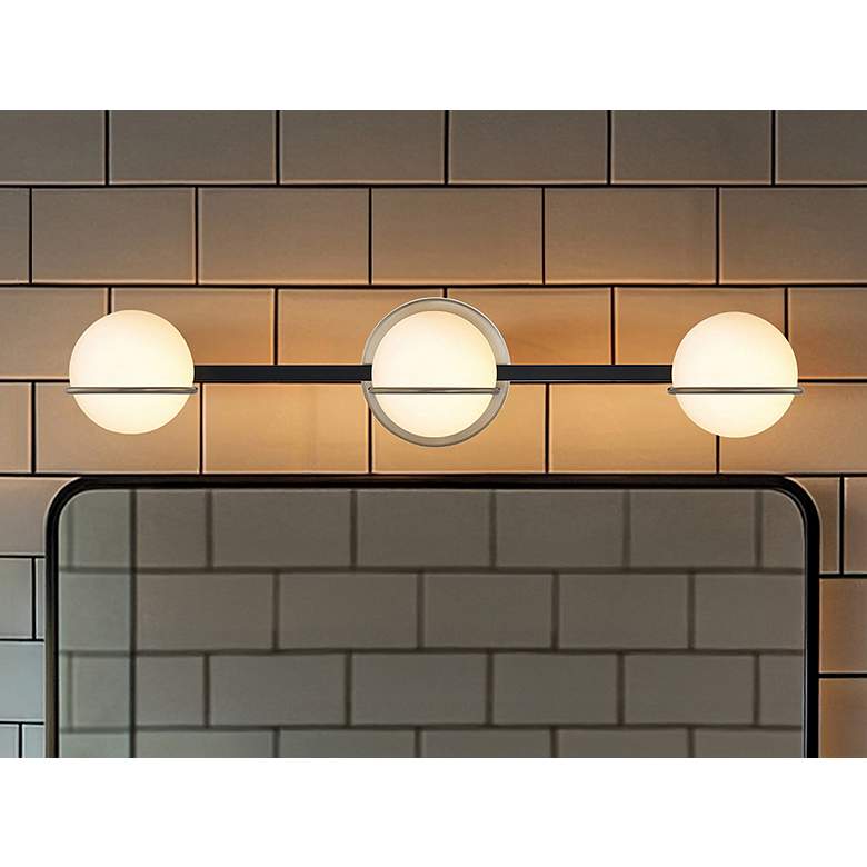 Image 1 Fusion Centric 23" Wide 3 Light Matte Black And Brass Bath Bar