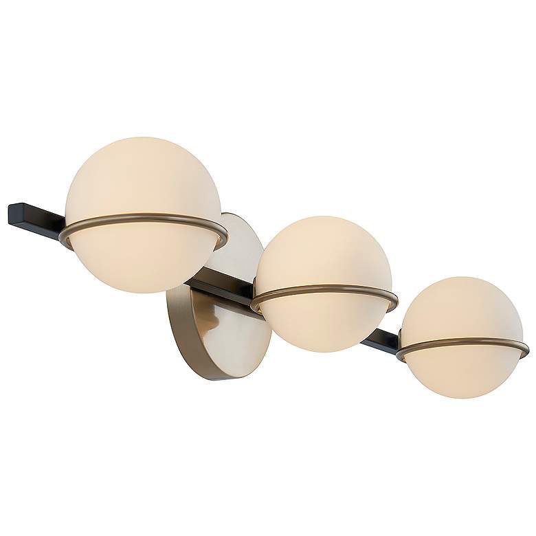 Image 3 Fusion Centric 23" Wide 3 Light Matte Black And Brass Bath Bar more views
