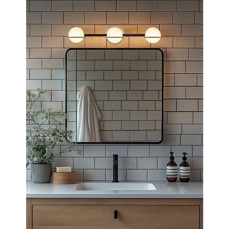 Image 7 Fusion Centric 23" Wide 3 Light Matte Black And Brass Bath Bar more views