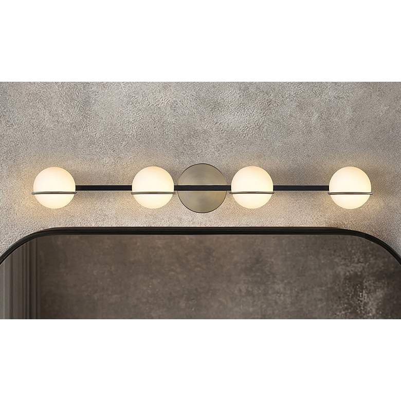 Image 1 Fusion Centric 32" Wide 4 Light Matte Black And Brass Bath Bar