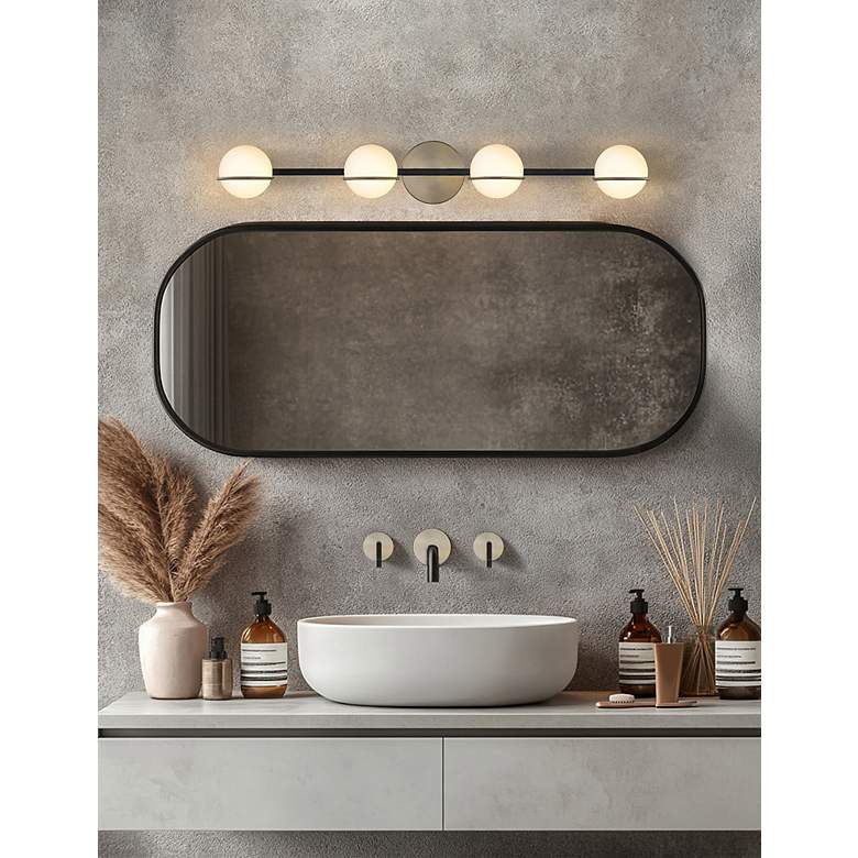 Image 6 Fusion Centric 32" Wide 4 Light Matte Black And Brass Bath Bar more views
