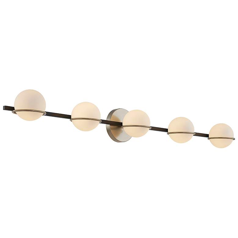 Image 2 Fusion Centric 41" Wide 5 Light Matte Black And Brass Bath Bar