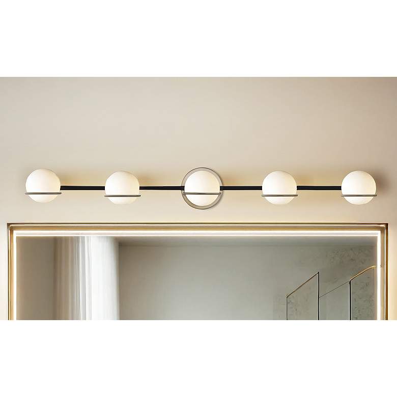 Image 1 Fusion Centric 41" Wide 5 Light Matte Black And Brass Bath Bar