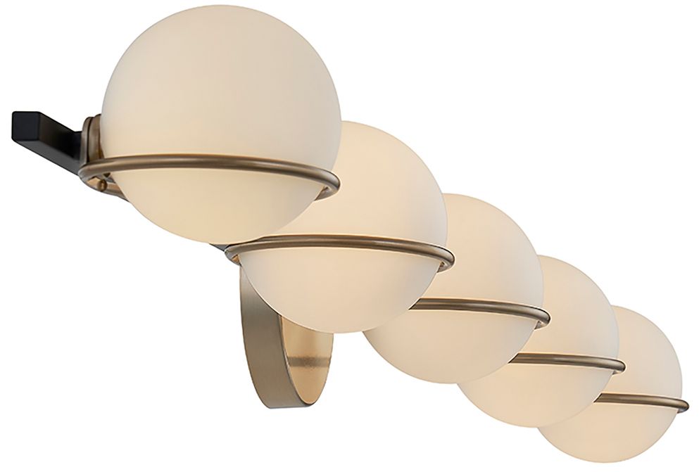 Image 3 Fusion Centric 41" Wide Black and Brass 5-Light Bath Light more views