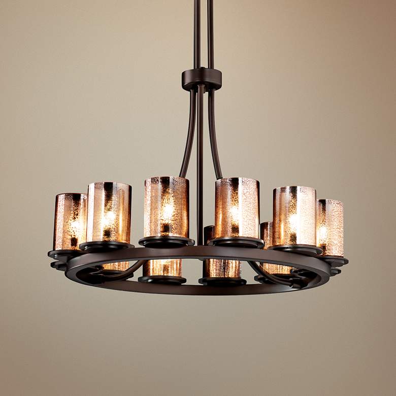 Image 1 Fusion Dakota 28 inch W Dark Bronze 12-Light Ring Chandelier