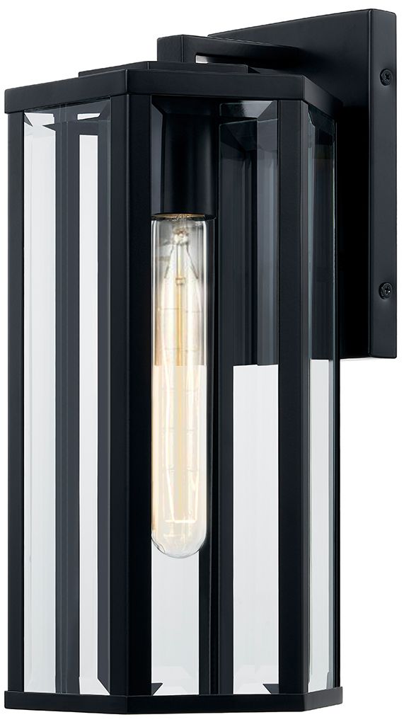 Image 2 Fusion Edgeworth 14"H Matte Black Outdoor Wall Sconce w/ Clear Shade more views
