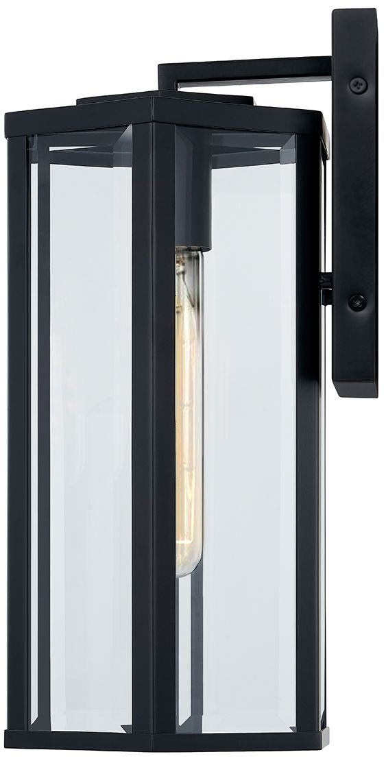 Image 3 Fusion Edgeworth 14"H Matte Black Outdoor Wall Sconce w/ Clear Shade more views