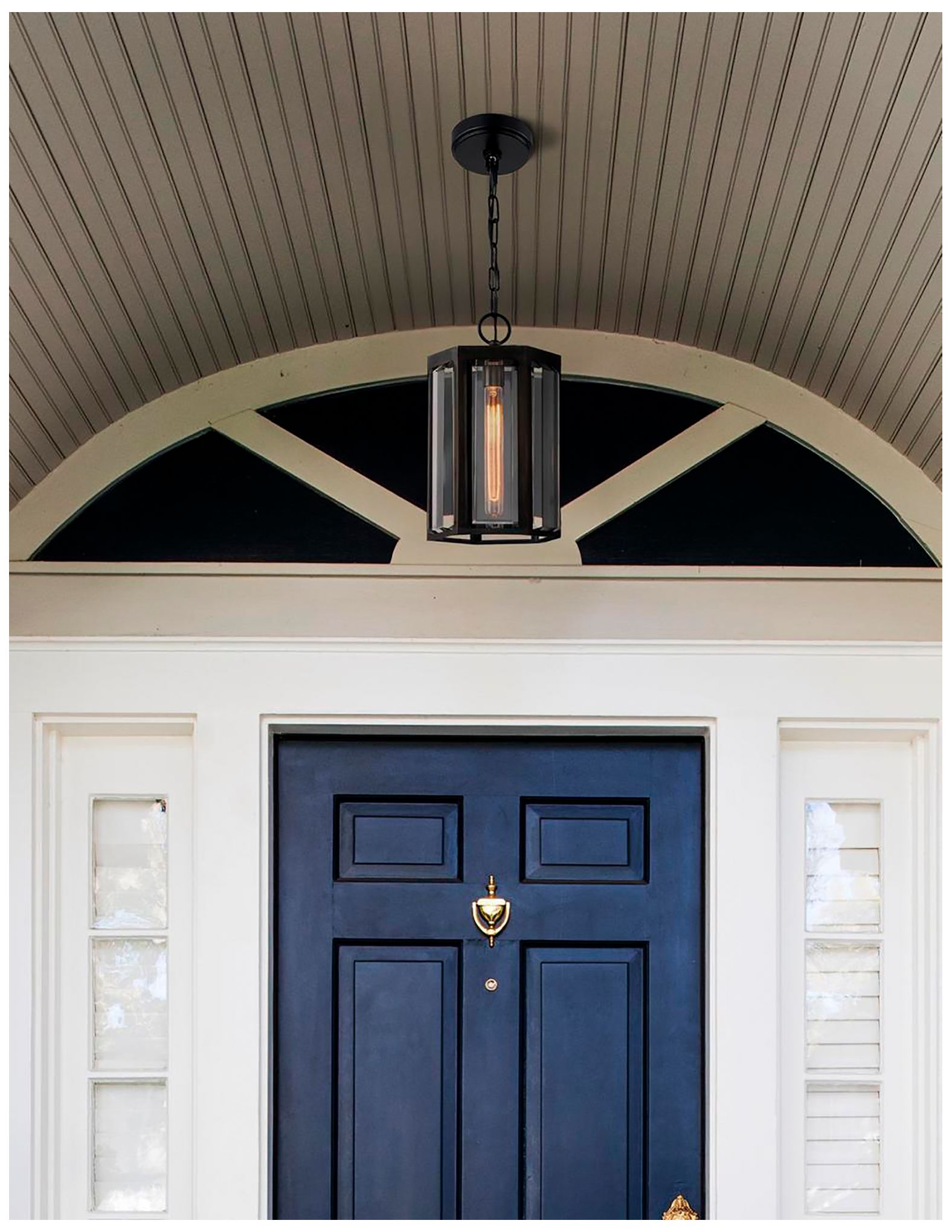 Image 2 Fusion Edgeworth 8.5"W Matte Black Outdoor Pendant With Clear Glass Sh more views