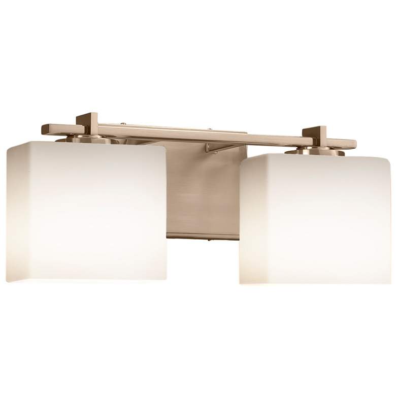 Image 1 Fusion Era 2-Light Bath Bar - Rectangle Shade - Brushed Brass - Opal